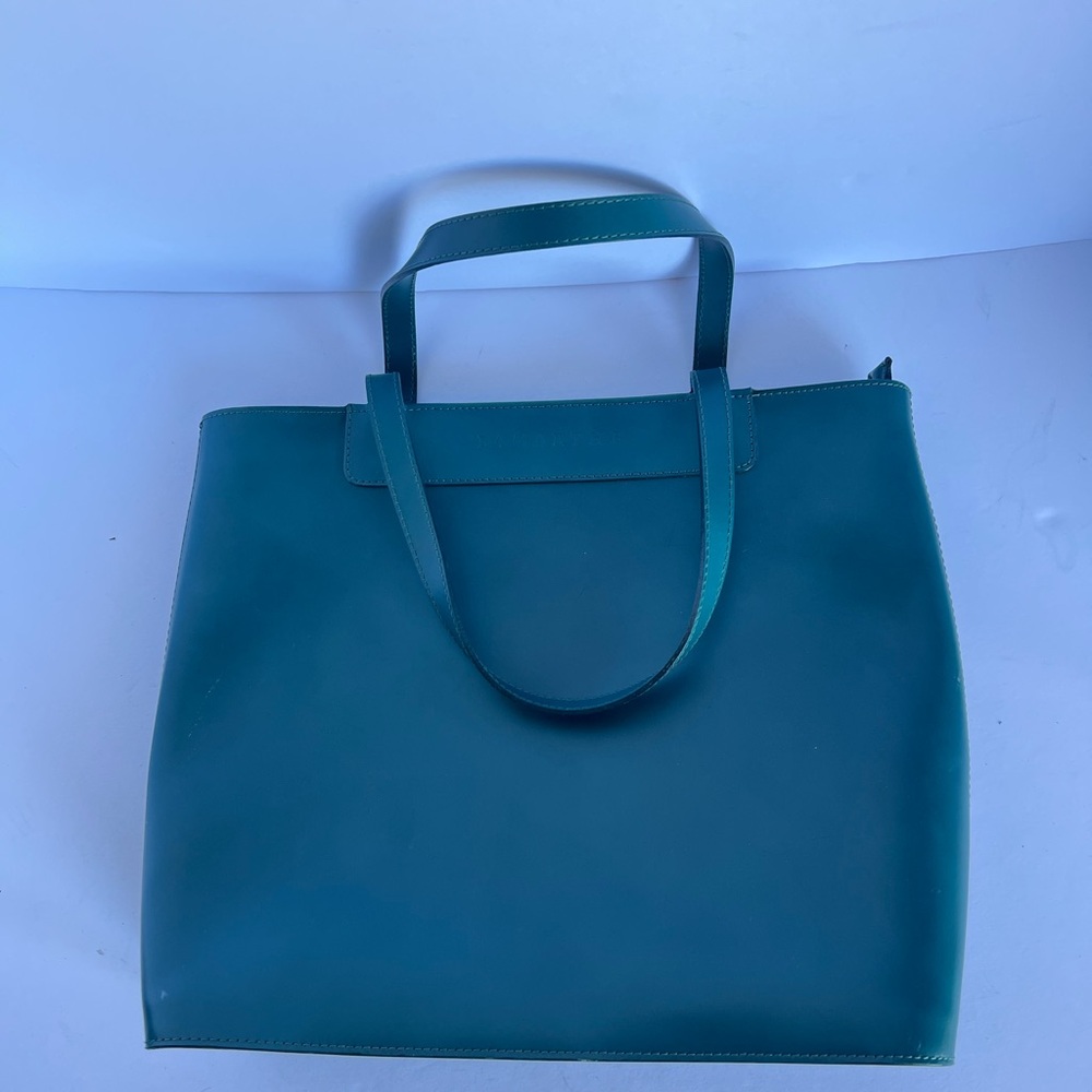 Teal Leather Tote by Lamarthe - Picture 5 of 12